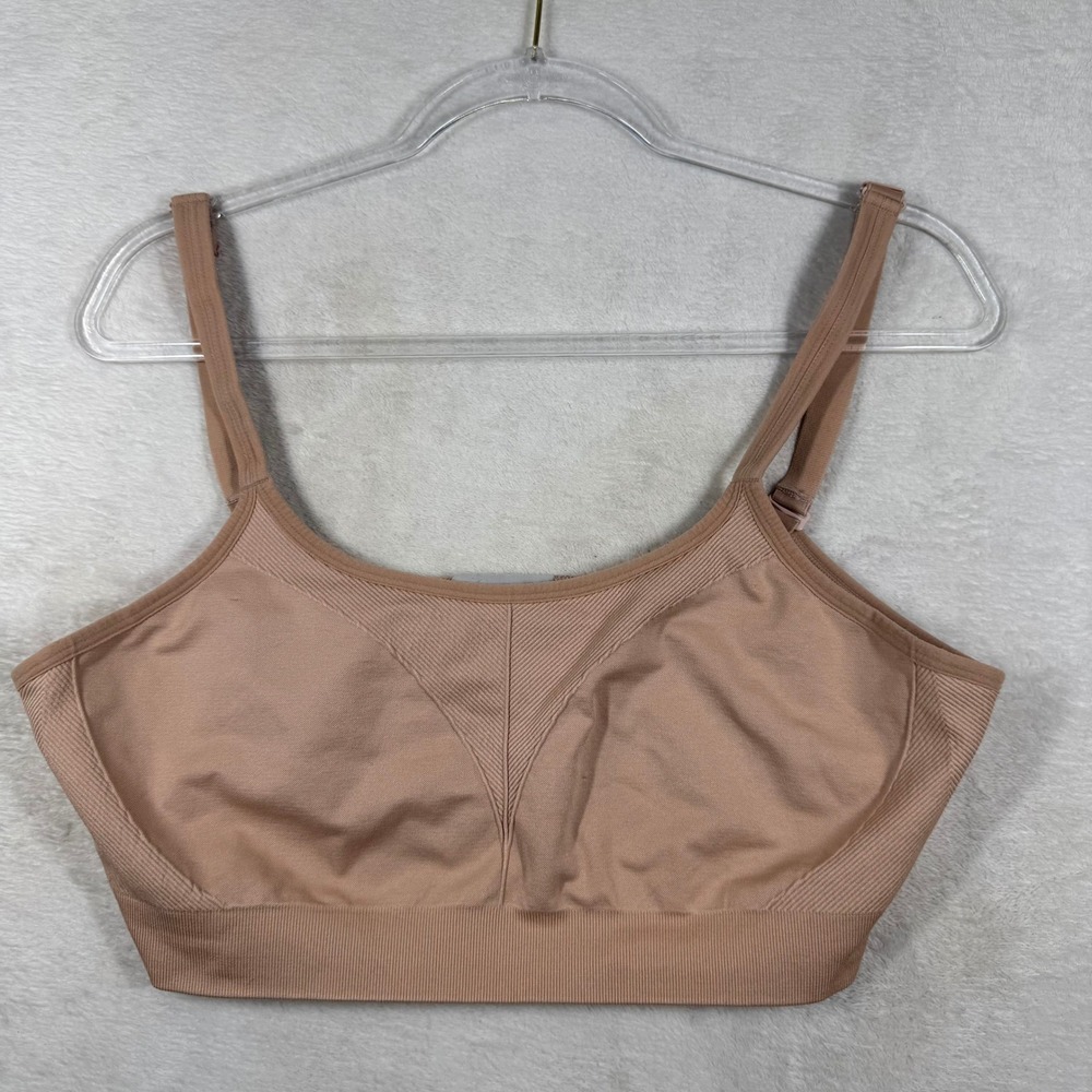 Soma Sport Seamless Ballet Back Bra XL Nude Tan Adjustable Straps 9207